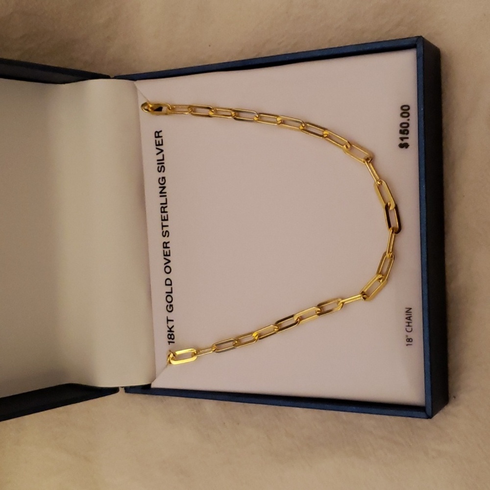 18k gold over silver paperclip necklace